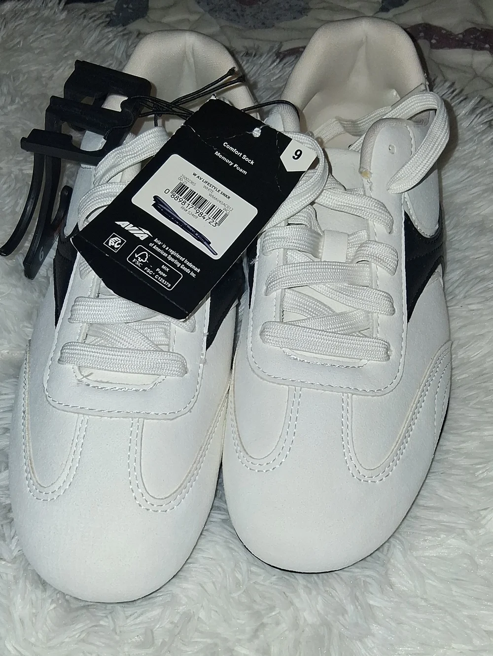 Avia White Sneakers with Black Accents - Lace-Up